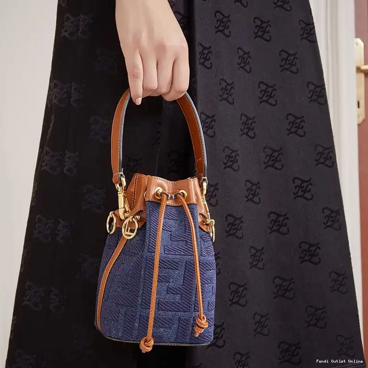 Cheap Mon Canvas Motif Blue Bucket Mini Tresor Fendi Bag In FF 0531